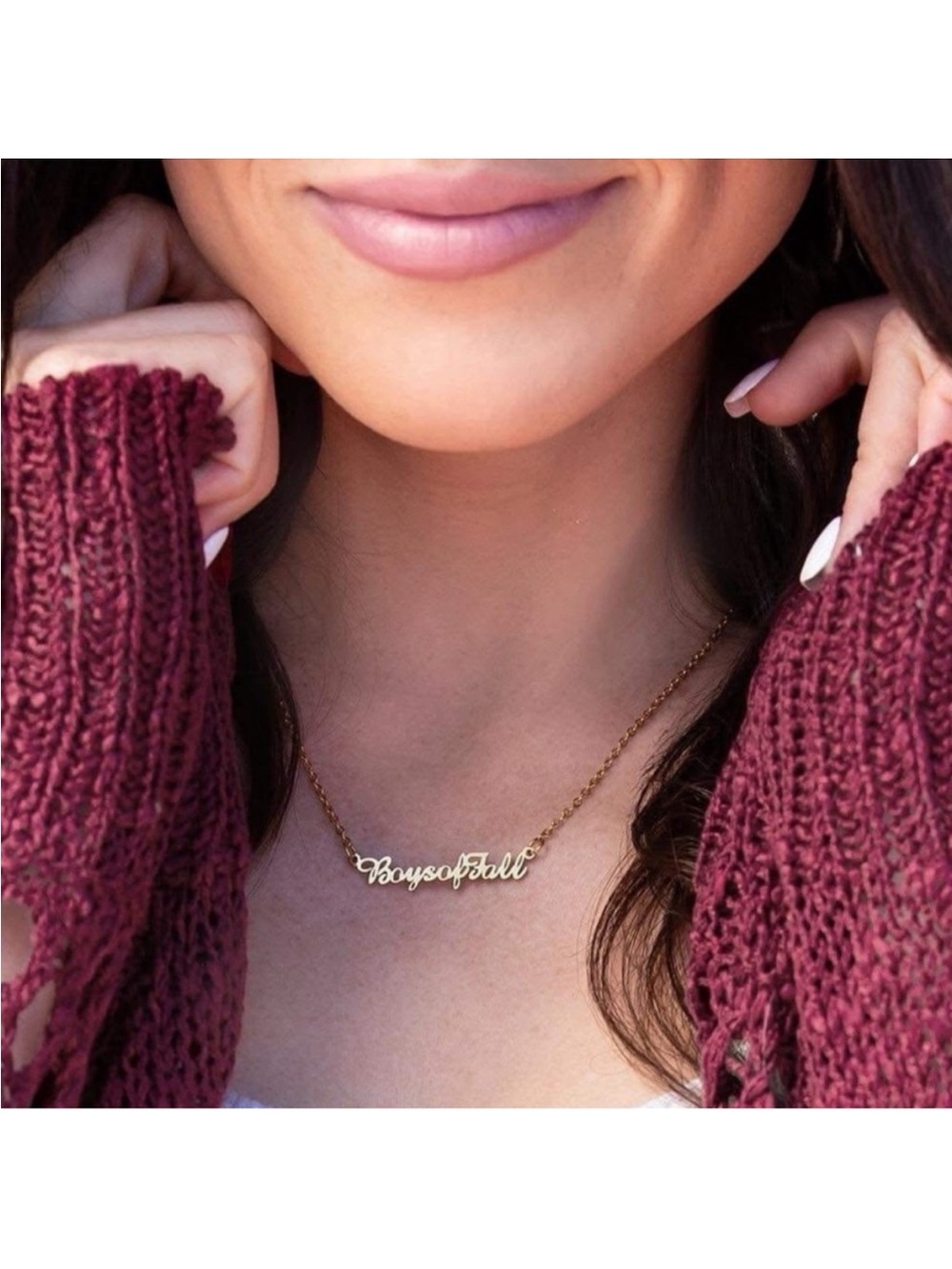 Plunder Gold Tone Script 'Boys of Fall' Name Necklace